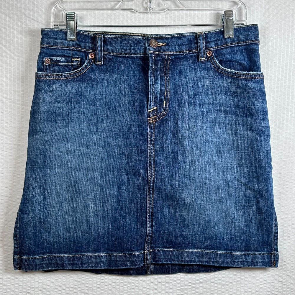 David Kahn Jeanswear‎ Blue Jean Denim Size 29 Above Knee Slit Skirt Made in USA